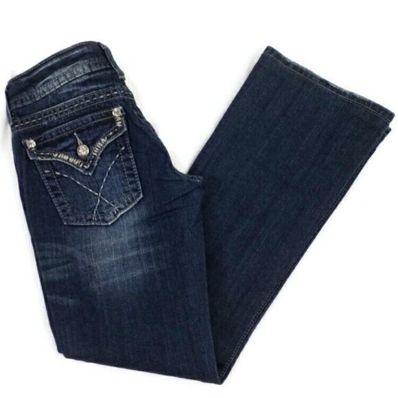 Miss Me JW5180B7V Medium Stonewash Distressed Bootcut Denim Jeans Womens 27 - Picture 7 of 16